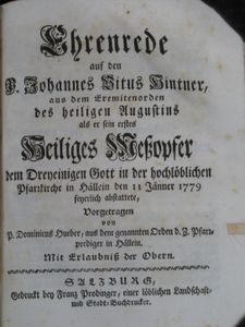 Titelblatt seiner gedruckten Primizpredigt
