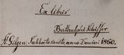 Ex libris Berthulphi Schiffer St. Gilgen Sabbato sancto anno Domini 1850.jpg
